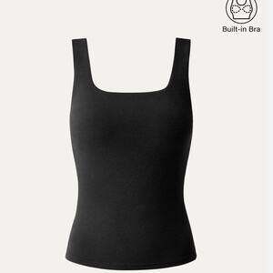 NWT  OGLmove  Brami Square Neck Black Tank Built-in Bra Size Small